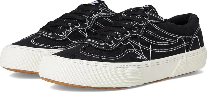 Superga 2941 Revolley Distressed Stone Washed Shoes Black/White Avorio : EU 35 (US Men's 3.5 - Women's 5) Medium, Canvas