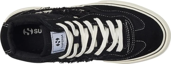 Superga 3141 Revolley Mid Ripped Swallow Tail Shoes Black/White Avorio : EU 38 (US Men's 6 - Women's 7.5) Medium, Suede/Synthetic - Image 2