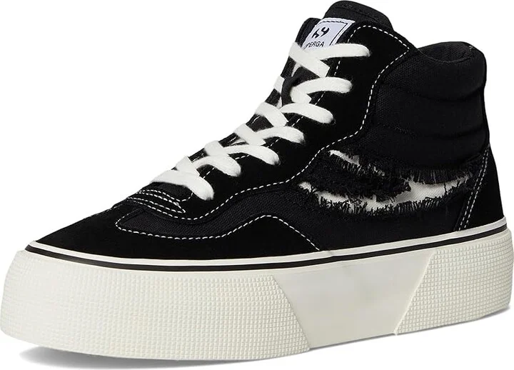 Superga 3141 Revolley Mid Ripped Swallow Tail Shoes Black/White Avorio : EU 38 (US Men's 6 - Women's 7.5) Medium, Suede/Synthetic - Image 5
