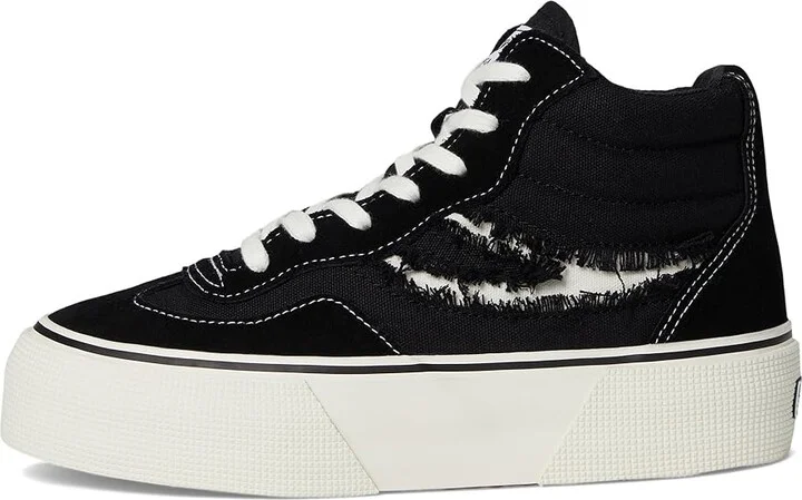 Superga 3141 Revolley Mid Ripped Swallow Tail Shoes Black/White Avorio : EU 38 (US Men's 6 - Women's 7.5) Medium, Suede/Synthetic - Image 6