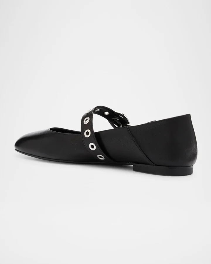 Supermoto Leather Mary Jane Ballerina Flats - Image 3