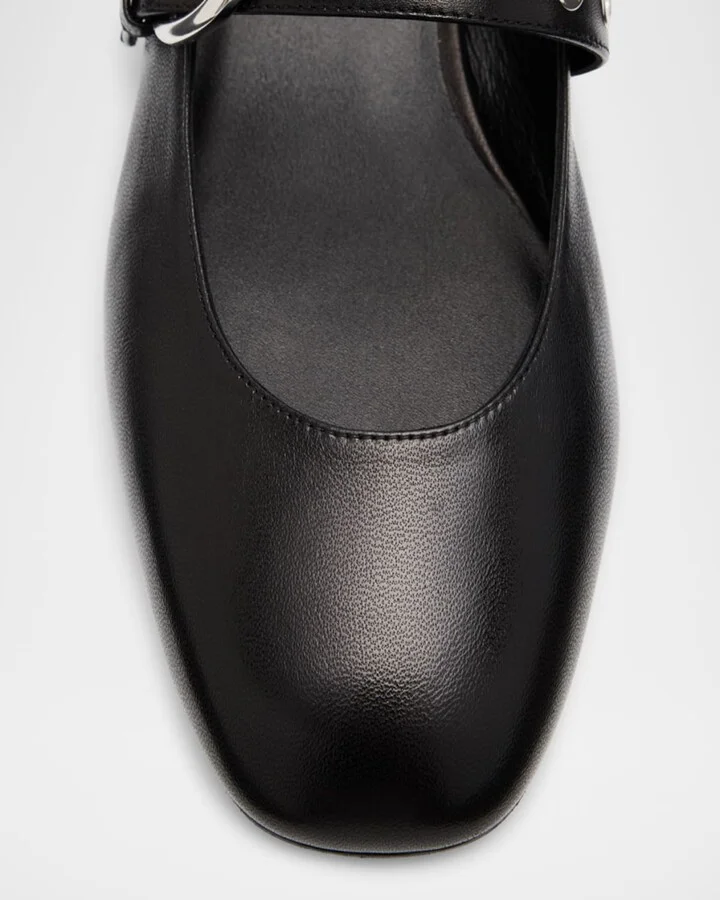 Supermoto Leather Mary Jane Ballerina Flats - Image 5