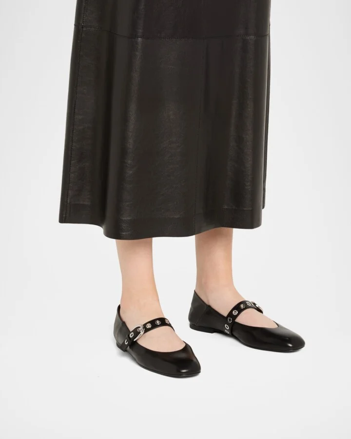 Supermoto Leather Mary Jane Ballerina Flats - Image 7