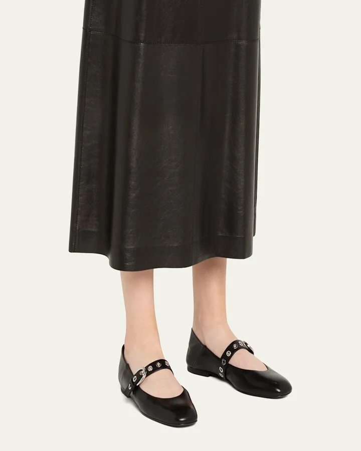 Supermoto Leather Mary Jane Ballerina Flats - Image 3