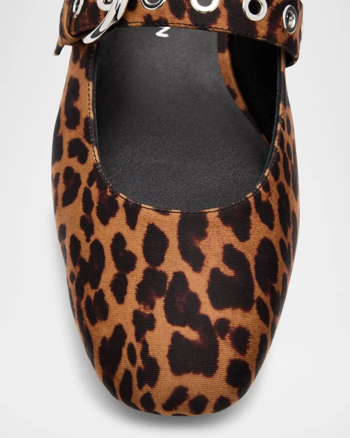 Supermoto Leopard Mary Jane Ballerina Flats - Image 2