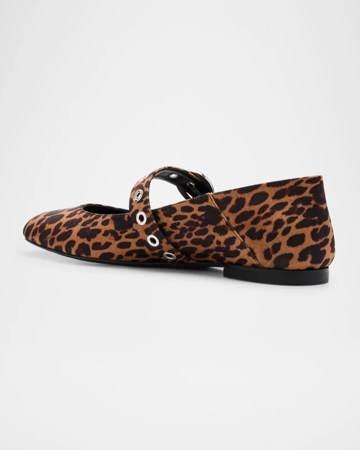 Supermoto Leopard Mary Jane Ballerina Flats - Image 3
