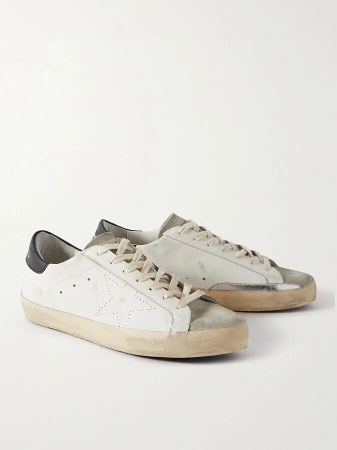 Superstar Distressed Leather and Suede Sneakers - Image 2
