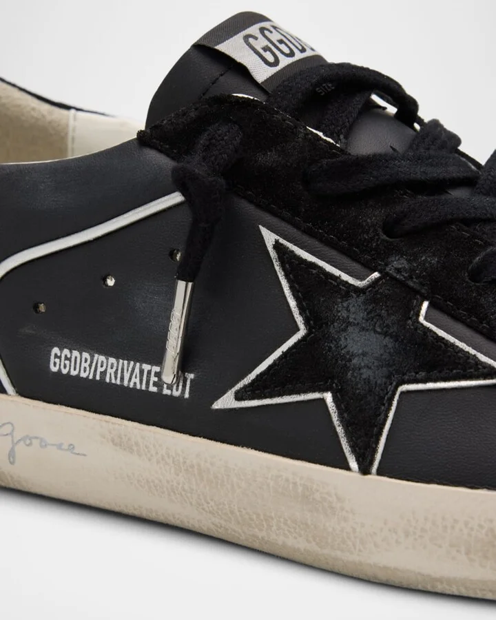 Superstar Mixed Leather Low-Top Sneakers with Metallic Piping - Image 4
