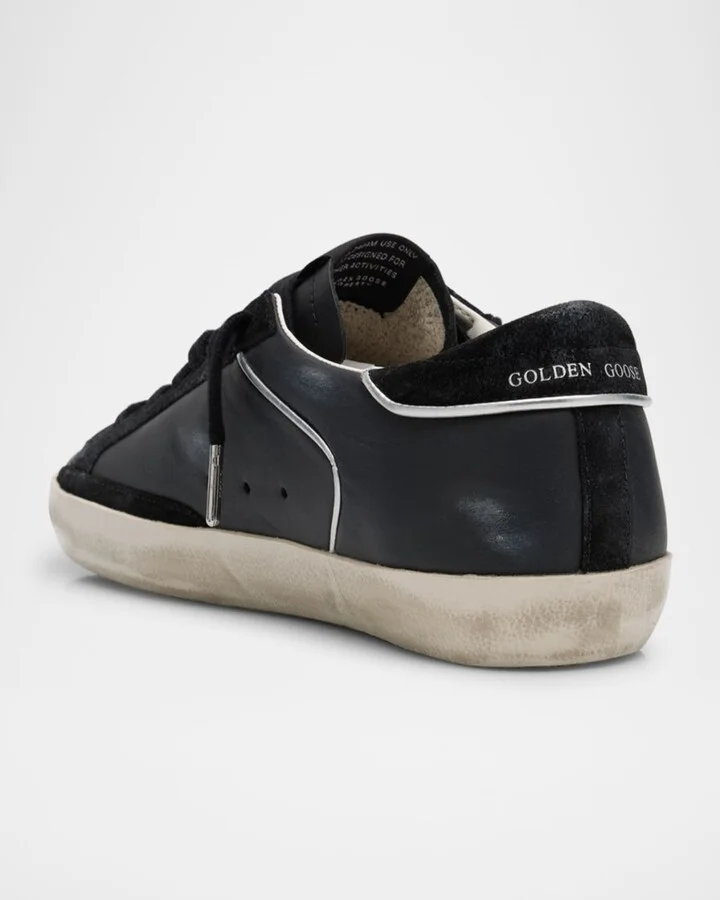 Superstar Mixed Leather Low-Top Sneakers with Metallic Piping - Image 6