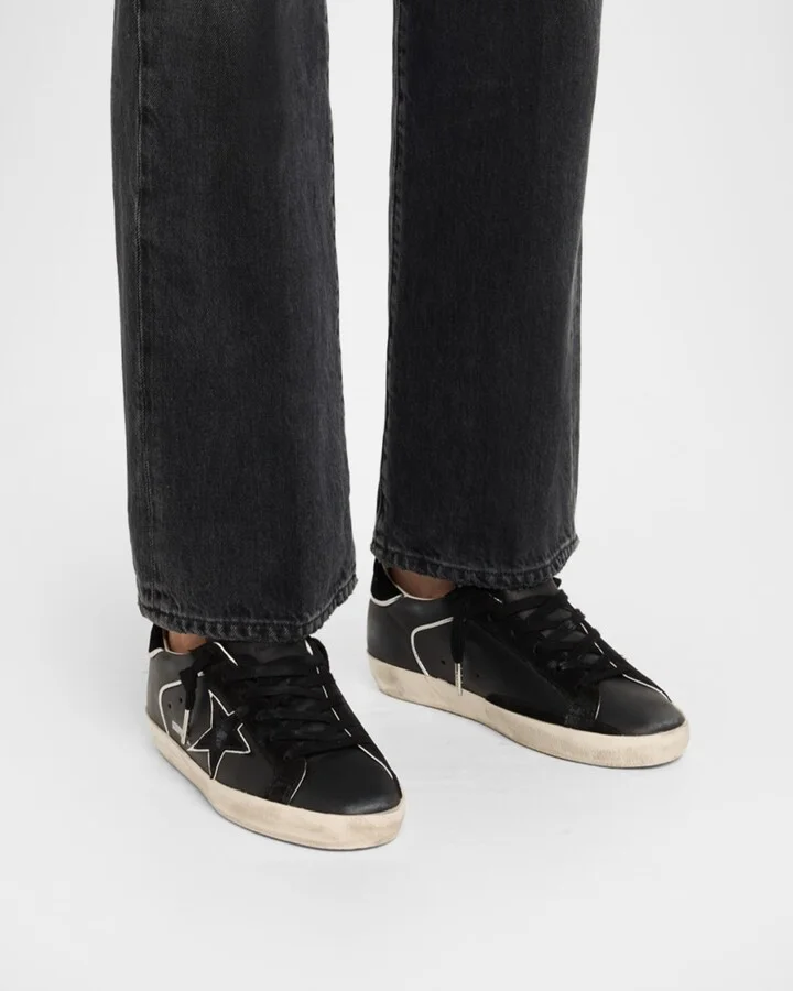 Superstar Mixed Leather Low-Top Sneakers with Metallic Piping - Image 9