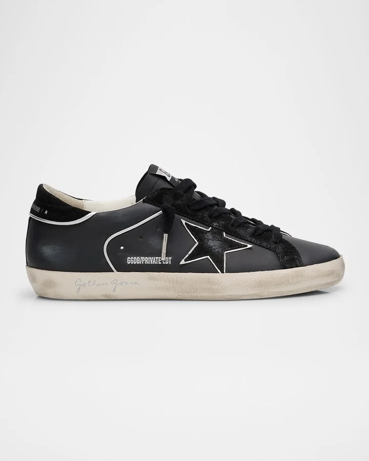 Superstar Mixed Leather Low-Top Sneakers with Metallic Piping