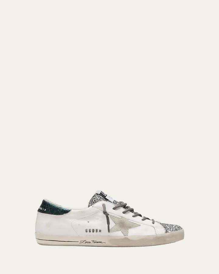 Superstar Mixed Leather Script Low-Top Sneakers
