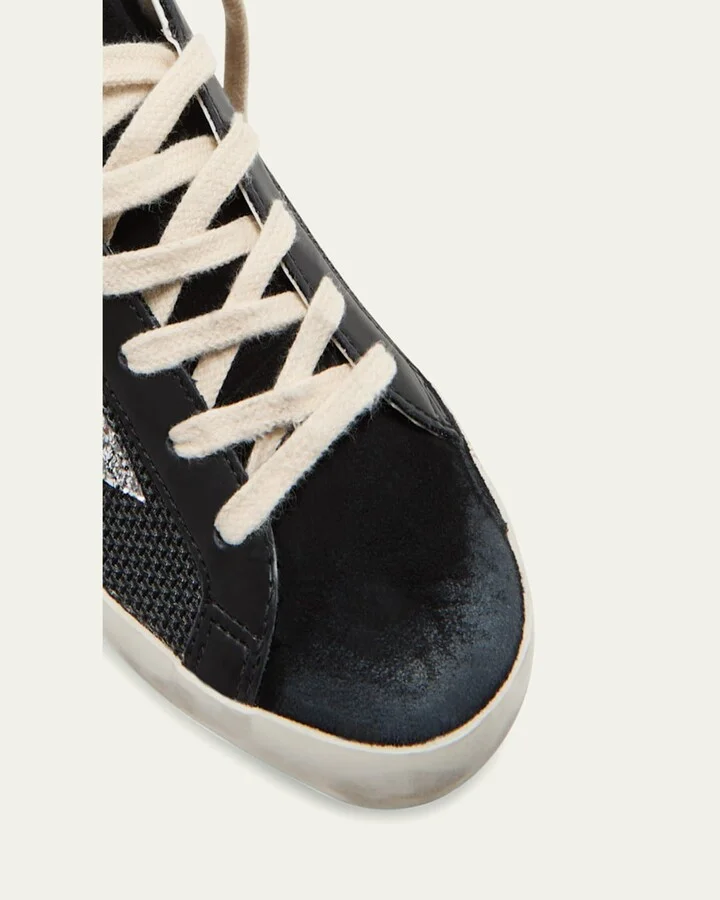 Superstar Net Leather Glitter Low-Top Sneakers - Image 3