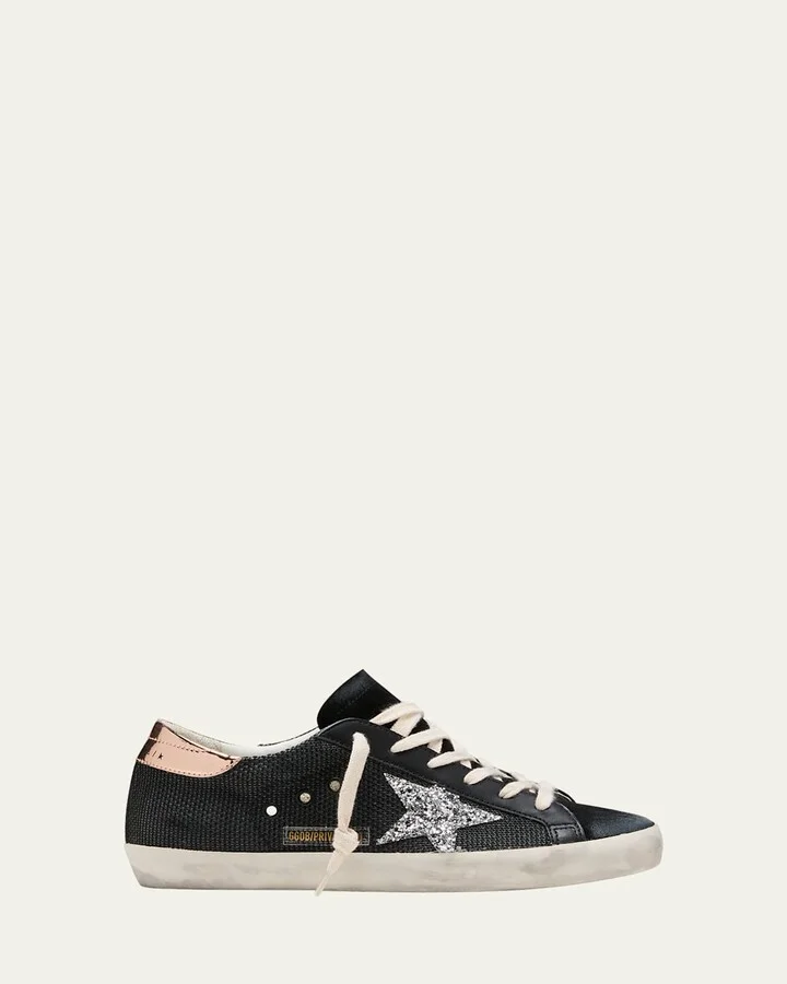 Superstar Net Leather Glitter Low-Top Sneakers