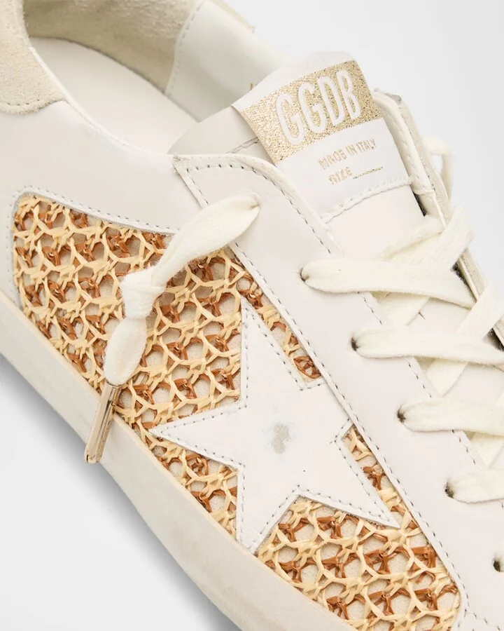 Superstar Raffia Net Leather Low-Top Sneakers - Image 9