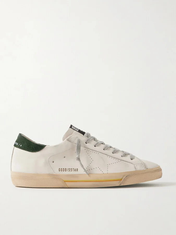 Superstar Suede-Trimmed Distressed Leather Sneakers
