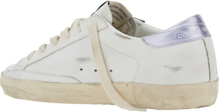 'Superstar' White Low Top Sneakers With Glittered Star Patch And Laminated Heel With Logo Lettering In Leather Woman - Image 3