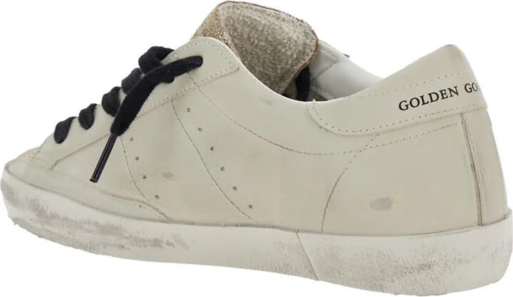 'Superstar' White Low Top Sneakers With Glittered Star Patch And Laminated Heel With Logo Lettering In Leather Woman - Image 3