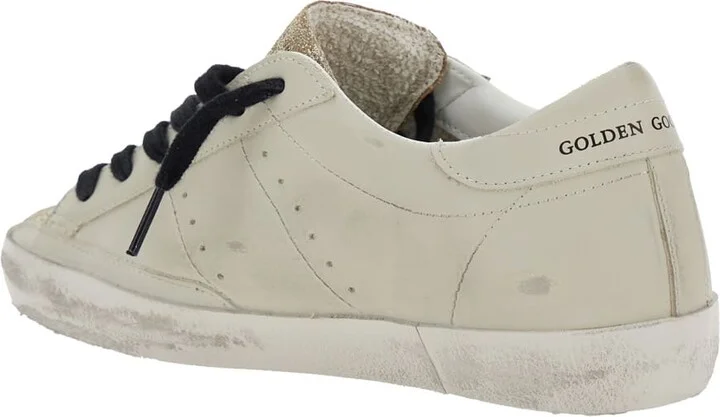 'superstar' White Low Top Sneakers With Glittered Star Patch And Laminated Heel With Logo Lettering In Leather Woman - Image 3
