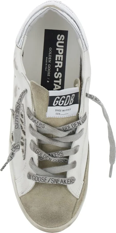 'superstar' White Low Top Sneakers With Glittered Star Patch And Laminated Heel With Logo Lettering In Leather Woman - Image 4