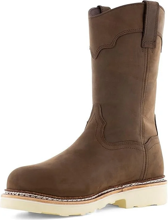 Supply Men's US 9 Brown Leather Waterproof Round Toe Work Boots KHD1956