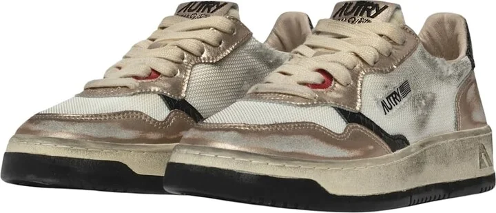 Supvint Low Mesh Suede Wht Gold - Image 2