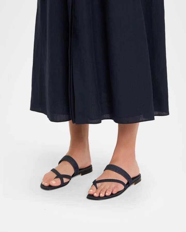 Susa Chambray Crisscross Flat Sandals - Image 3