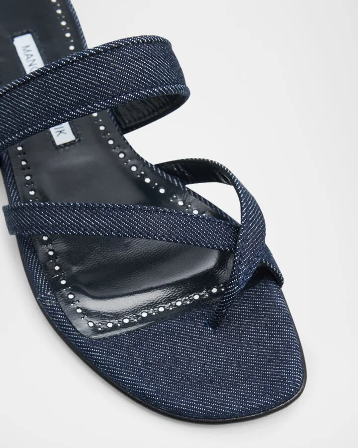 Susa Chambray Crisscross Flat Sandals - Image 4