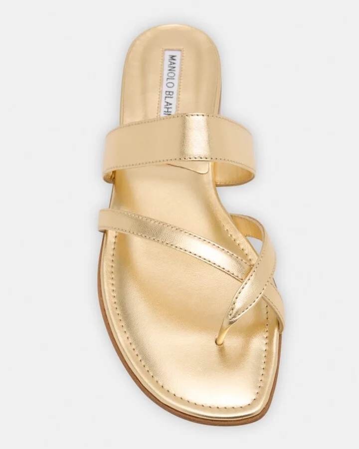 Susa Metallic Crisscross Flat Sandals - Image 2