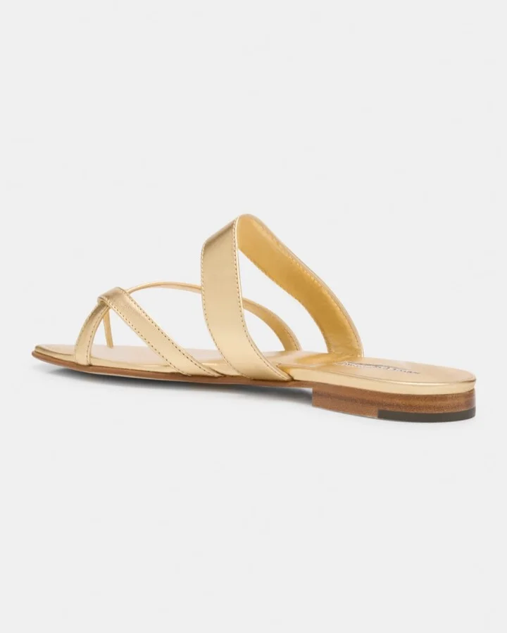 Susa Metallic Crisscross Flat Sandals - Image 4