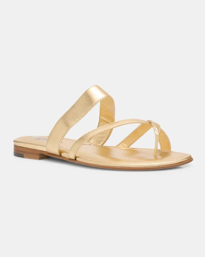 Susa Metallic Crisscross Flat Sandals - Image 6