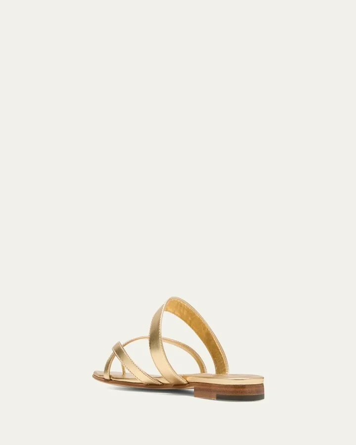 Susa Metallic Crisscross Flat Sandals - Image 2