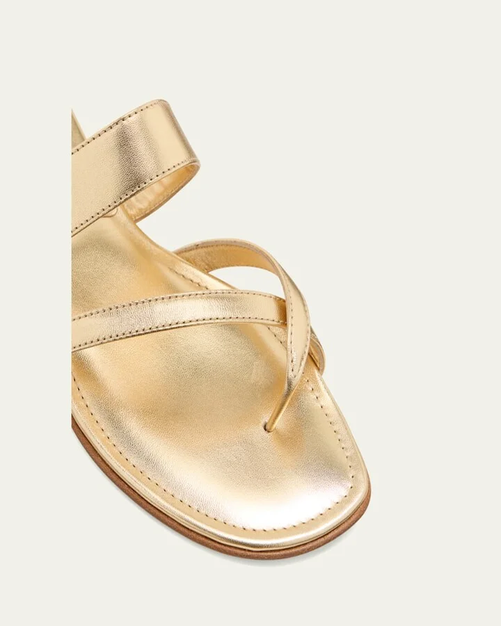Susa Metallic Crisscross Flat Sandals - Image 4
