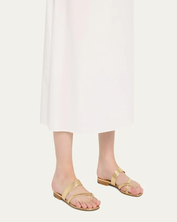 Susa Metallic Crisscross Flat Sandals - Image 7