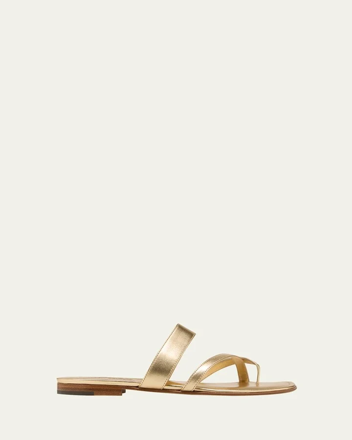 Susa Metallic Crisscross Flat Sandals