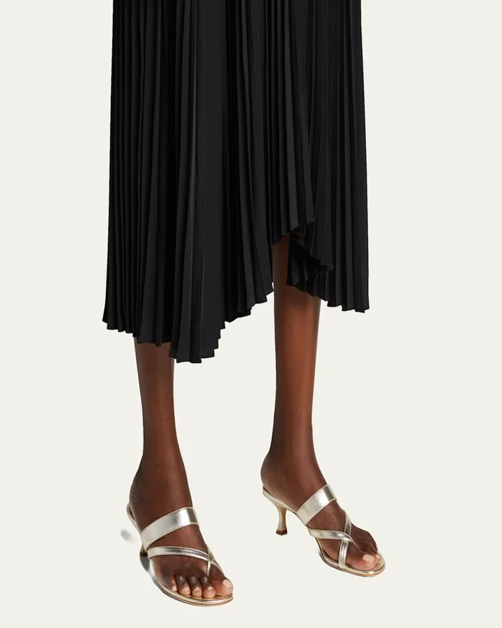 Susa Metallic Crisscross Mule Sandals - Image 11