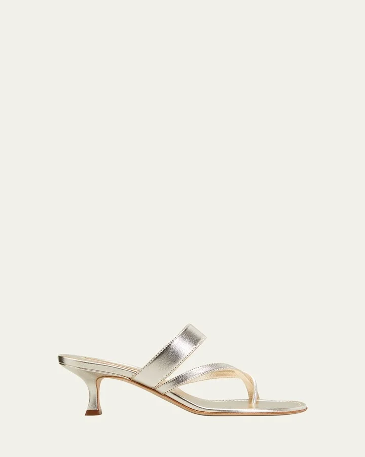 Susa Metallic Crisscross Mule Sandals