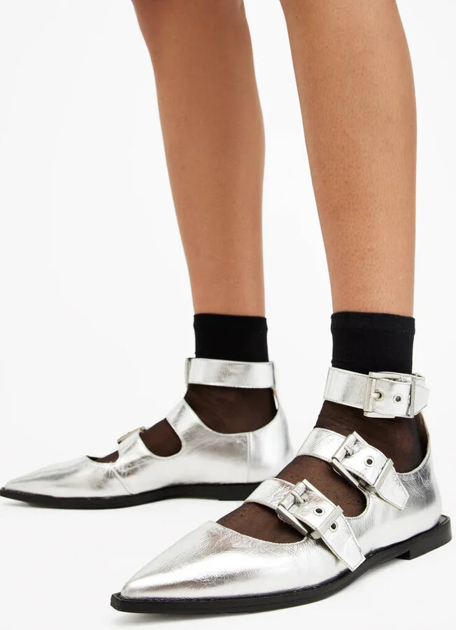 Susan Buckle Metallic Leather Shoes - Image 2