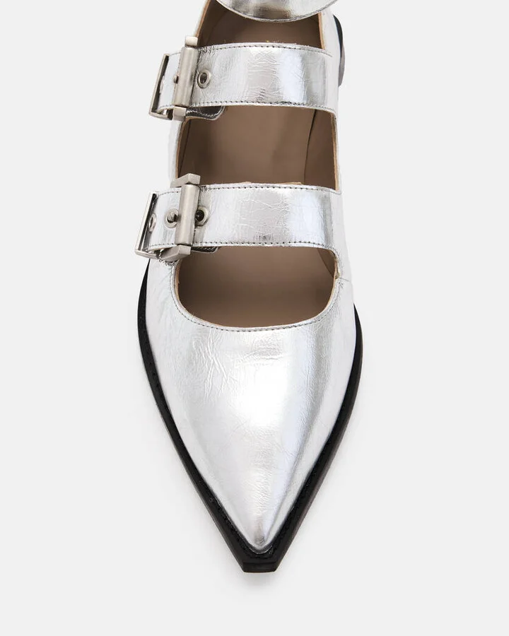 Susan Buckle Metallic Leather Shoes - Image 3