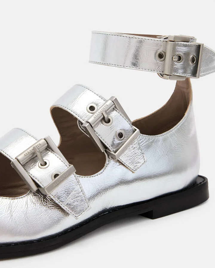 Susan Buckle Metallic Leather Shoes - Image 6