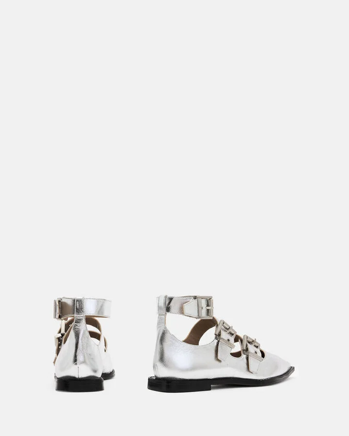Susan Buckle Metallic Leather Shoes - Image 7