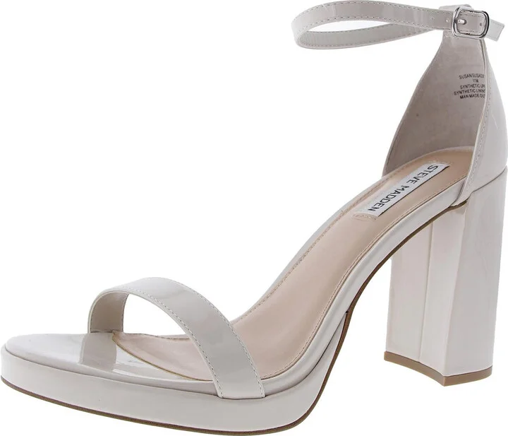 Susan Womens Solid Ankle Strap Heels