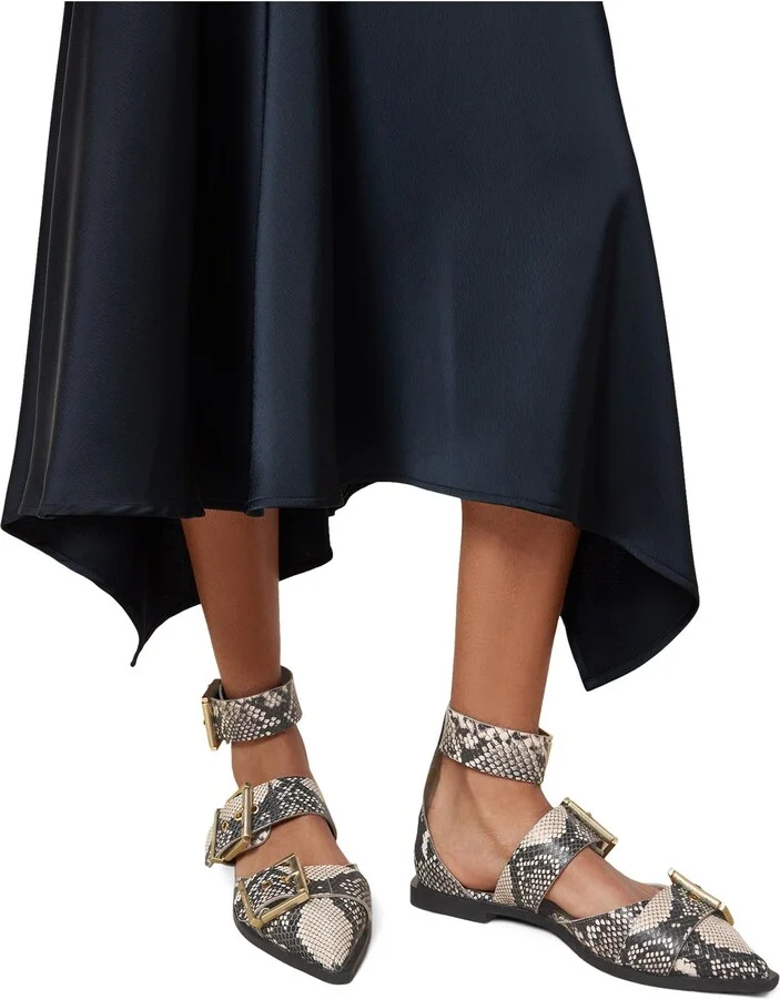 Sutton Snakeskin Embossed Pointed Toe Flat - Image 2