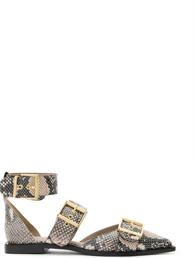 Sutton Snakeskin Embossed Pointed Toe Flat - Image 3