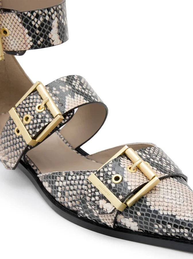 Sutton Snakeskin Embossed Pointed Toe Flat - Image 4