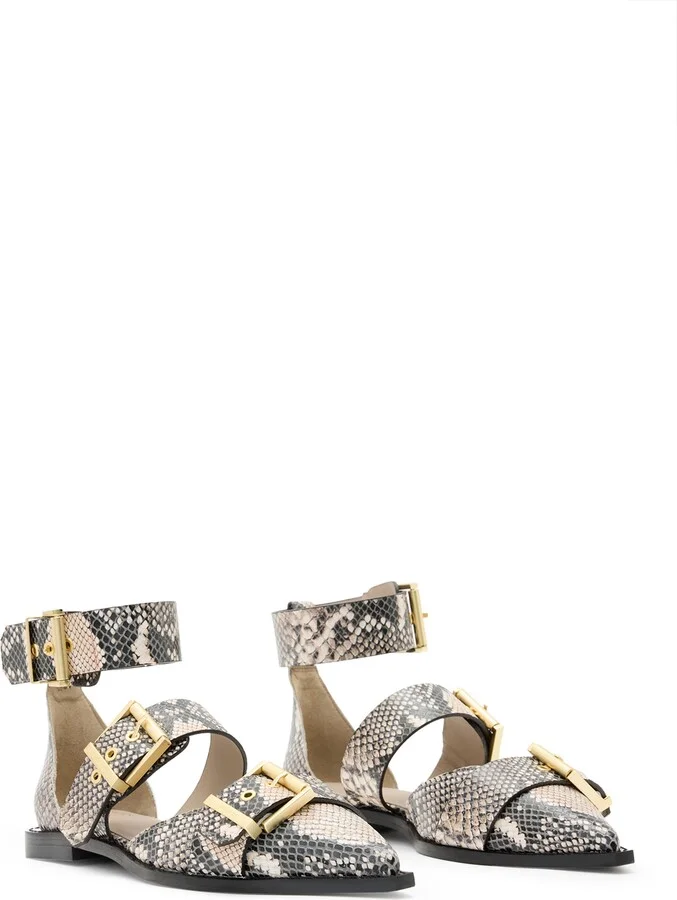 Sutton Snakeskin Embossed Pointed Toe Flat