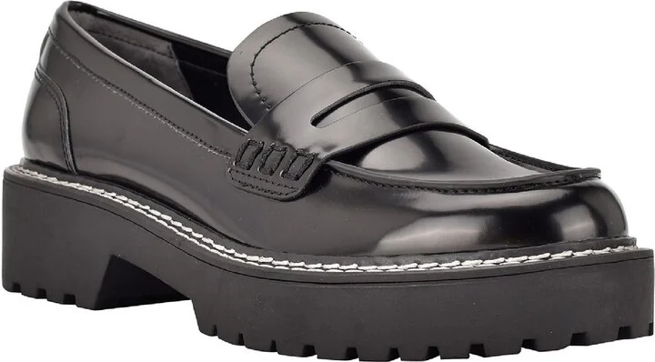 Suzie 2 Womens Patent Lug Sole Penny Loafers