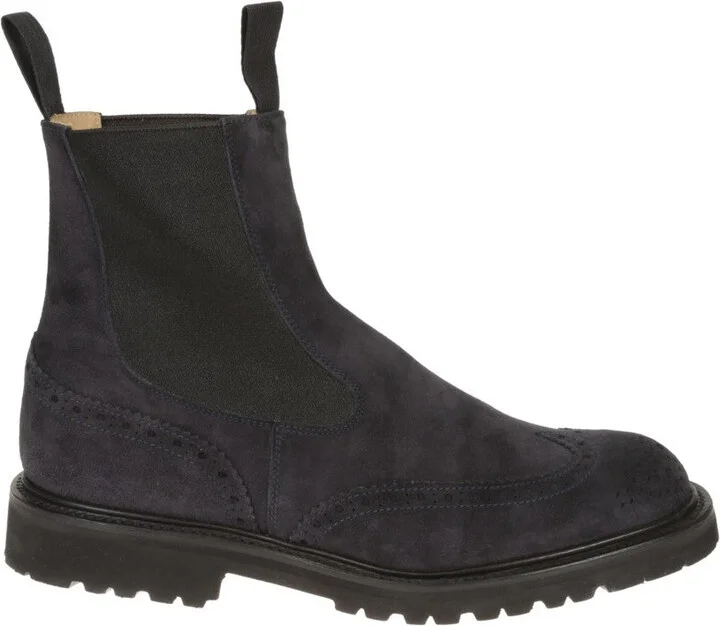 Swallow Tail Chelsea Boot In Navy Suede