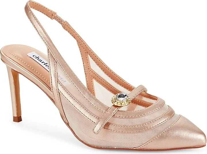 Swan 89MM Metallic Slinback Pumps - Image 2