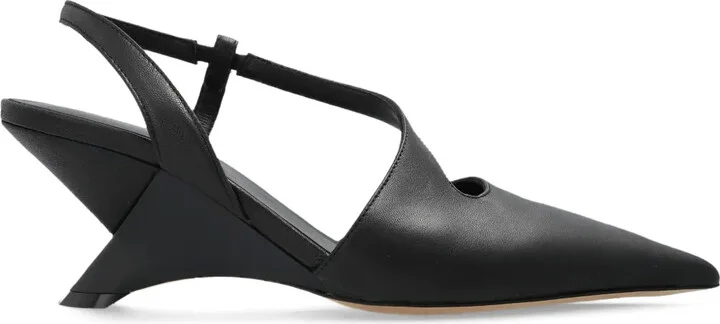 Swan cut out-detail slingback heels